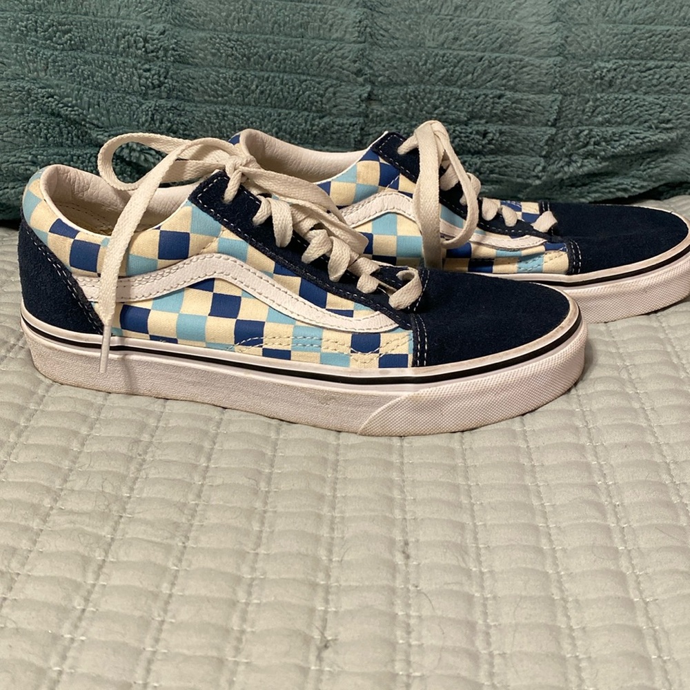 Blue checkered Vans